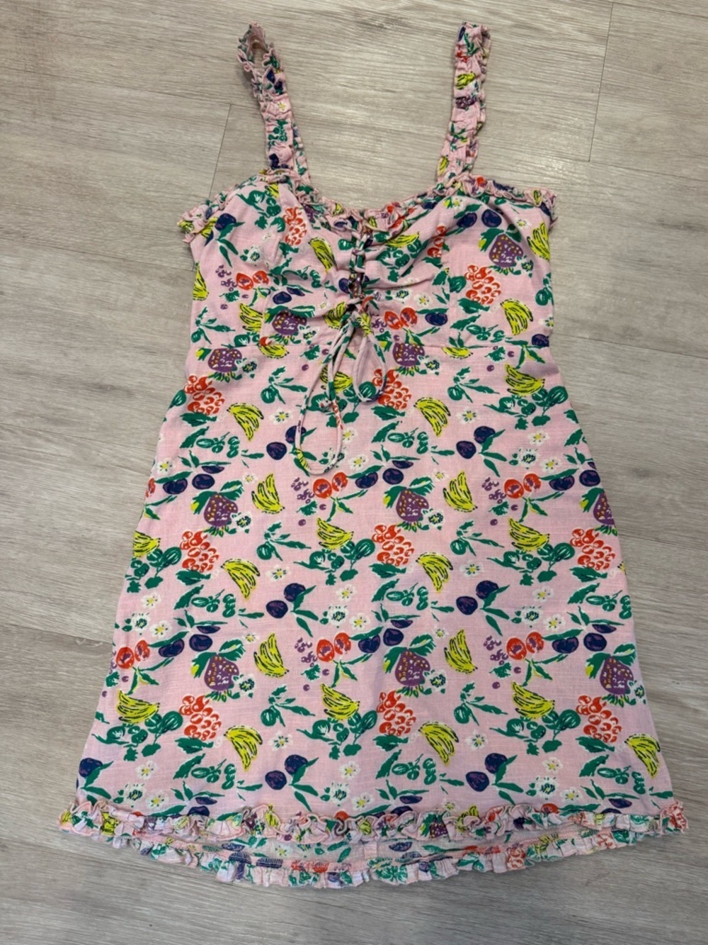 Urban Outfitters Pink Linen Fruit Dress